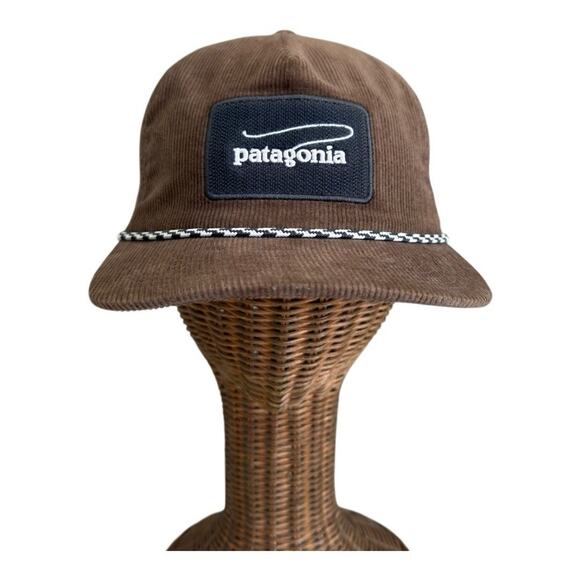 Patagonia Brown Corduroy Fly Catcher Snap Back Fishing Trucker Hat Cap - Picture 1 of 5
